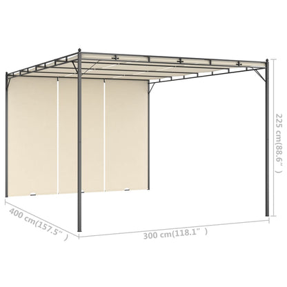 vidaXL Belvédère de jardin avec rideau latéral 4x3x2,25 m Crème