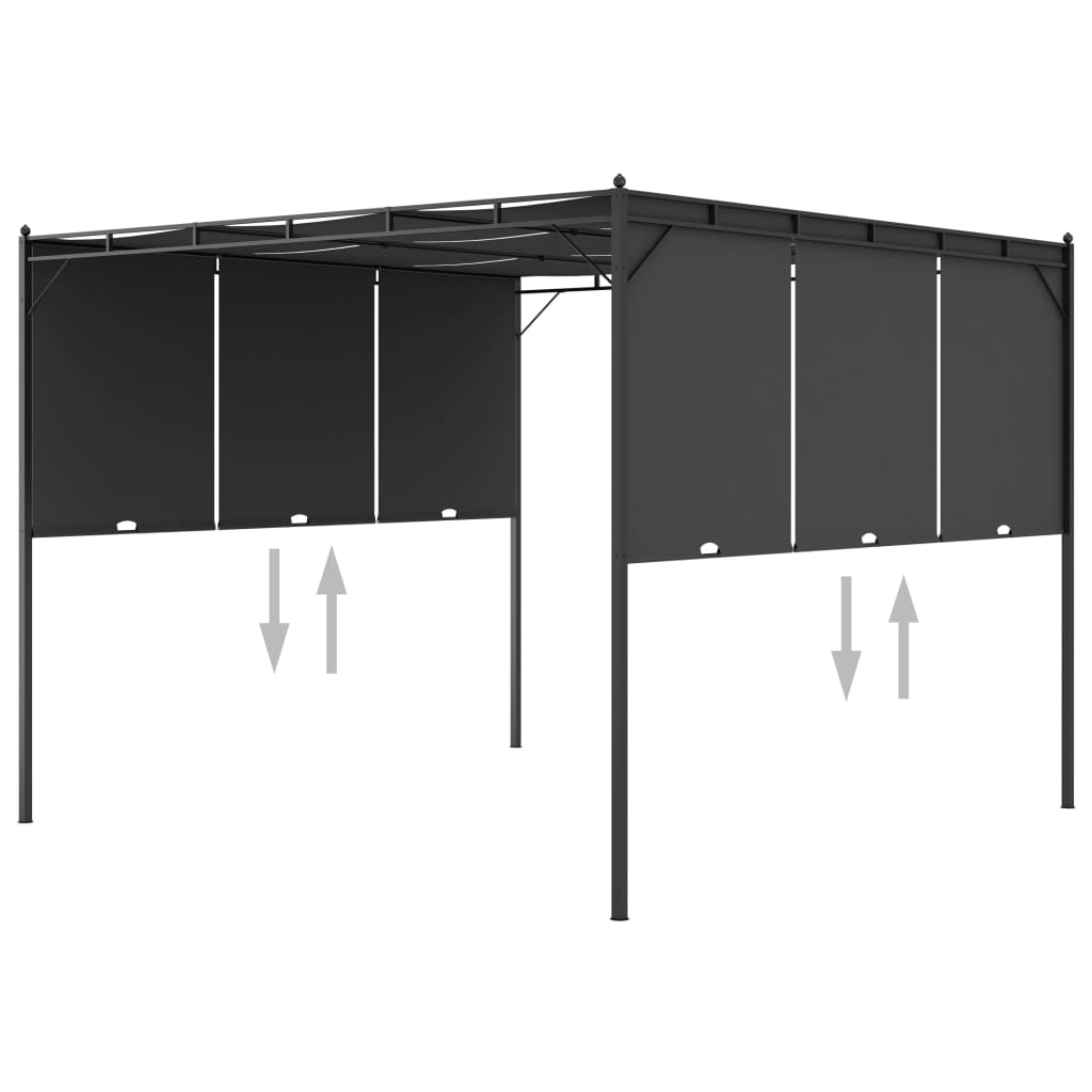 vidaXL Belvédère de jardin avec rideau latéral 3x3x2,25 m Anthracite