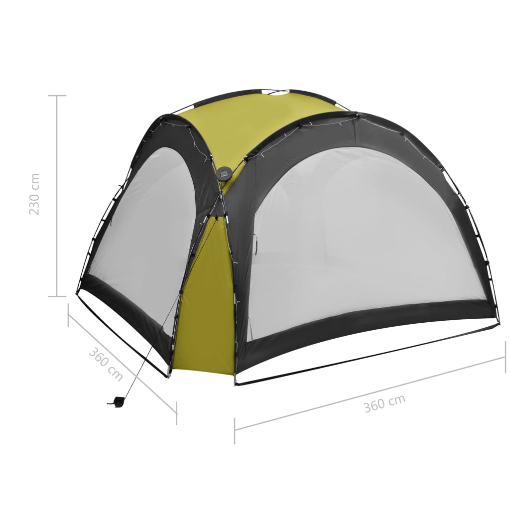 vidaXL Tente de réception avec LED et 4 parois 3,6x3,6x2,3 m Vert