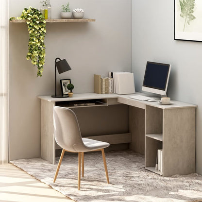 vidaXL Bureau d'angle en forme de L Gris Béton 120x140x75 cm Aggloméré
