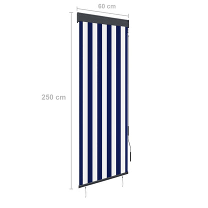 vidaXL Store roulant d'extérieur 60x250 cm Bleu et blanc