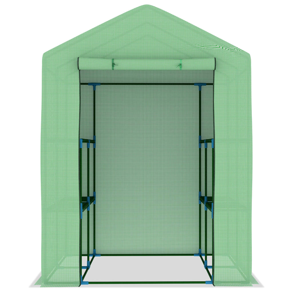 vidaXL Serre avec étagères Acier 143x143x195 cm