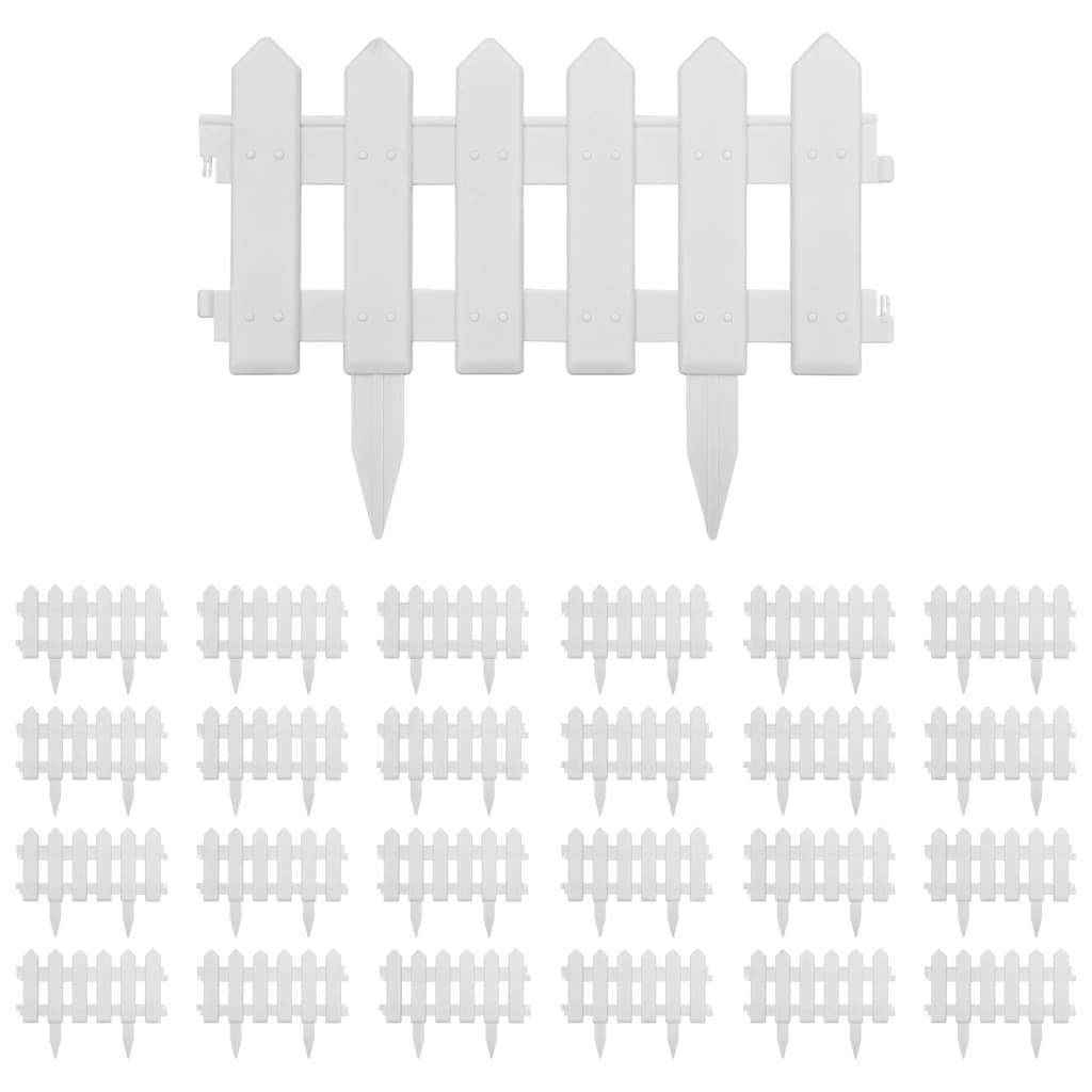 vidaXL Bordures de pelouse 25 pcs Blanc 10 m PP