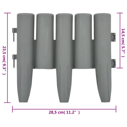 vidaXL Bordures de pelouse 36 pcs Gris 10 m PP
