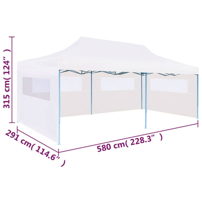 vidaXL Tente de réception pliable avec parois 3 x 6 m Acier Blanc