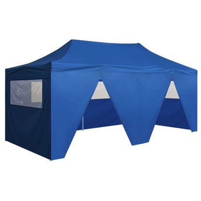 vidaXL Tente de réception pliable avec 4 parois 3x6 m Acier Bleu