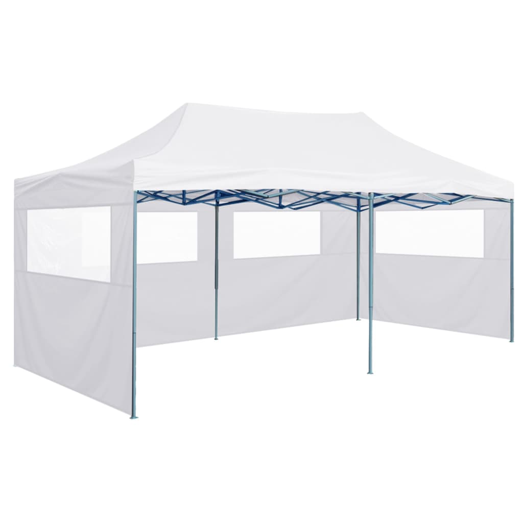 vidaXL Tente de réception pliable avec 4 parois 3x6 m Acier Blanc