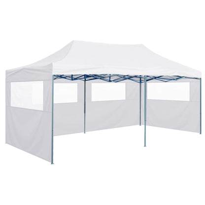 vidaXL Tente de réception pliable avec 4 parois 3x6 m Acier Blanc