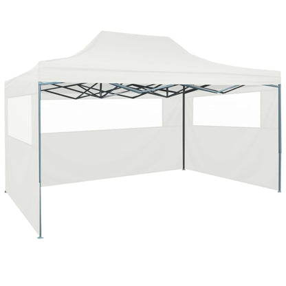 vidaXL Tente pliable de réception avec 3 parois 3 x 4,5 m Blanc