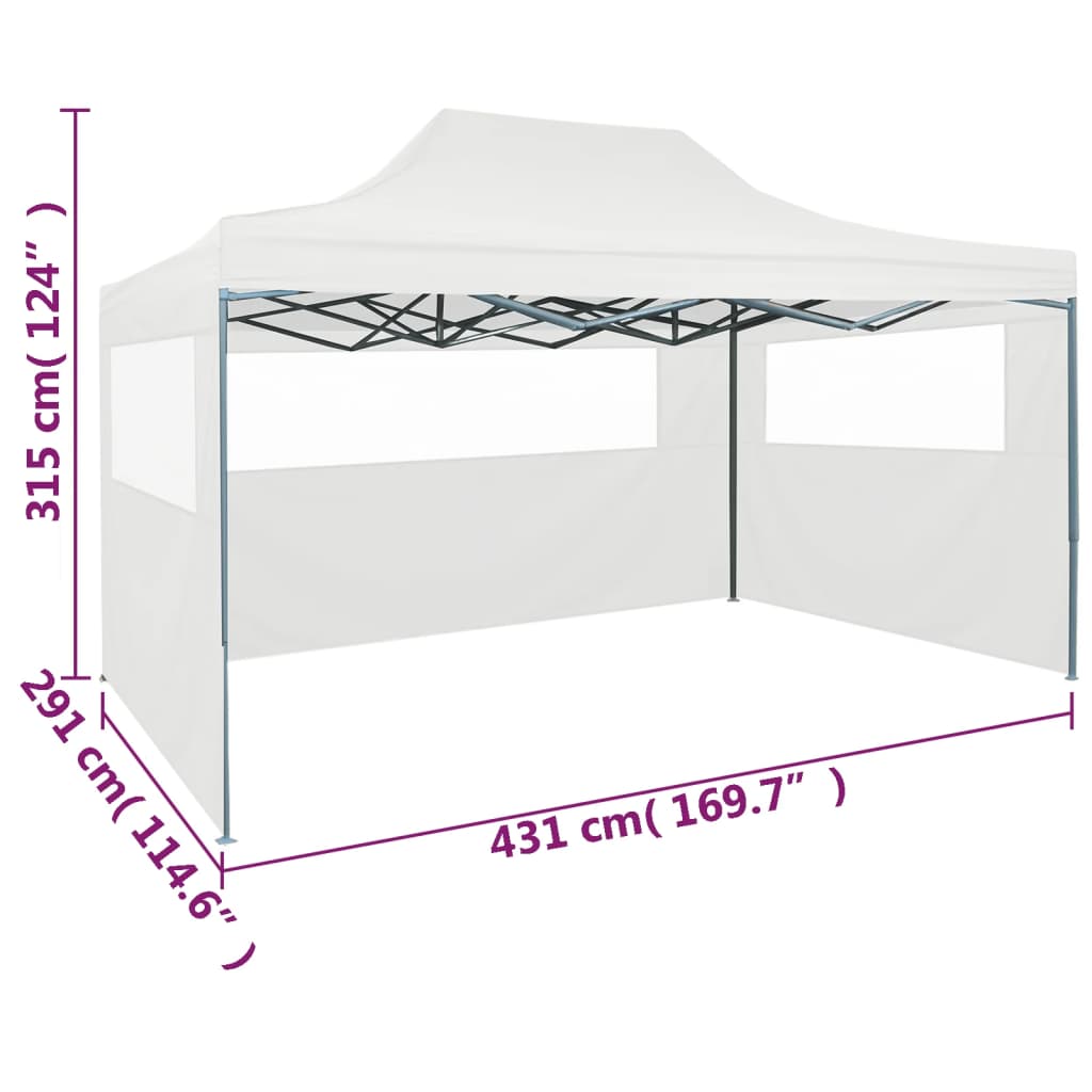vidaXL Tente pliable de réception avec 3 parois 3 x 4,5 m Blanc