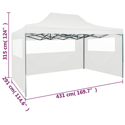 vidaXL Tente pliable de réception avec 3 parois 3 x 4,5 m Blanc