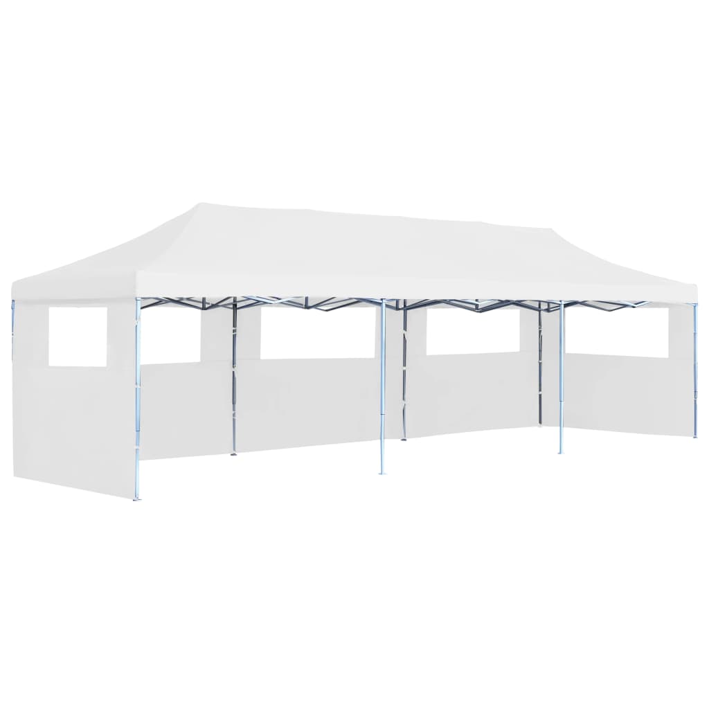 vidaXL Tente de réception escamotable pliable avec 5 parois 3x9m Blanc