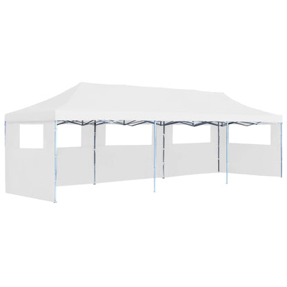 vidaXL Tente de réception escamotable pliable avec 5 parois 3x9m Blanc