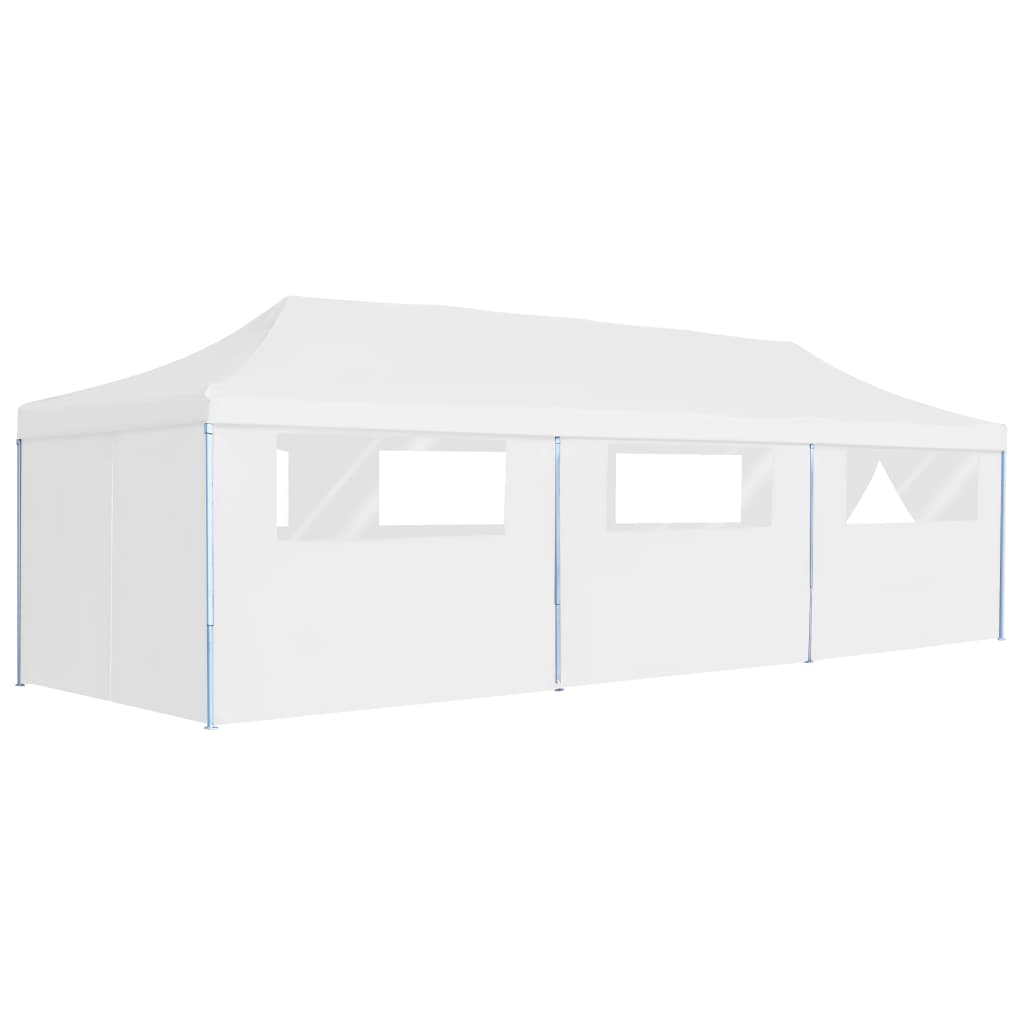 vidaXL Tente de réception escamotable avec 8 parois 3 x 9 m Blanc