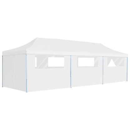 vidaXL Tente de réception escamotable avec 8 parois 3 x 9 m Blanc