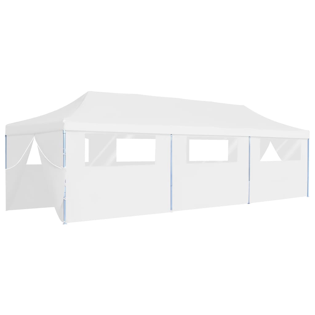 vidaXL Tente de réception escamotable avec 8 parois 3 x 9 m Blanc