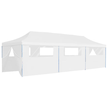 vidaXL Tente de réception escamotable avec 8 parois 3 x 9 m Blanc