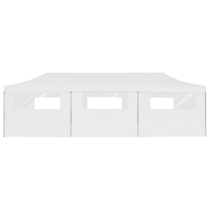 vidaXL Tente de réception escamotable avec 8 parois 3 x 9 m Blanc