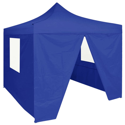 vidaXL Tente de réception pliable avec 4 parois 2x2 m Acier Bleu