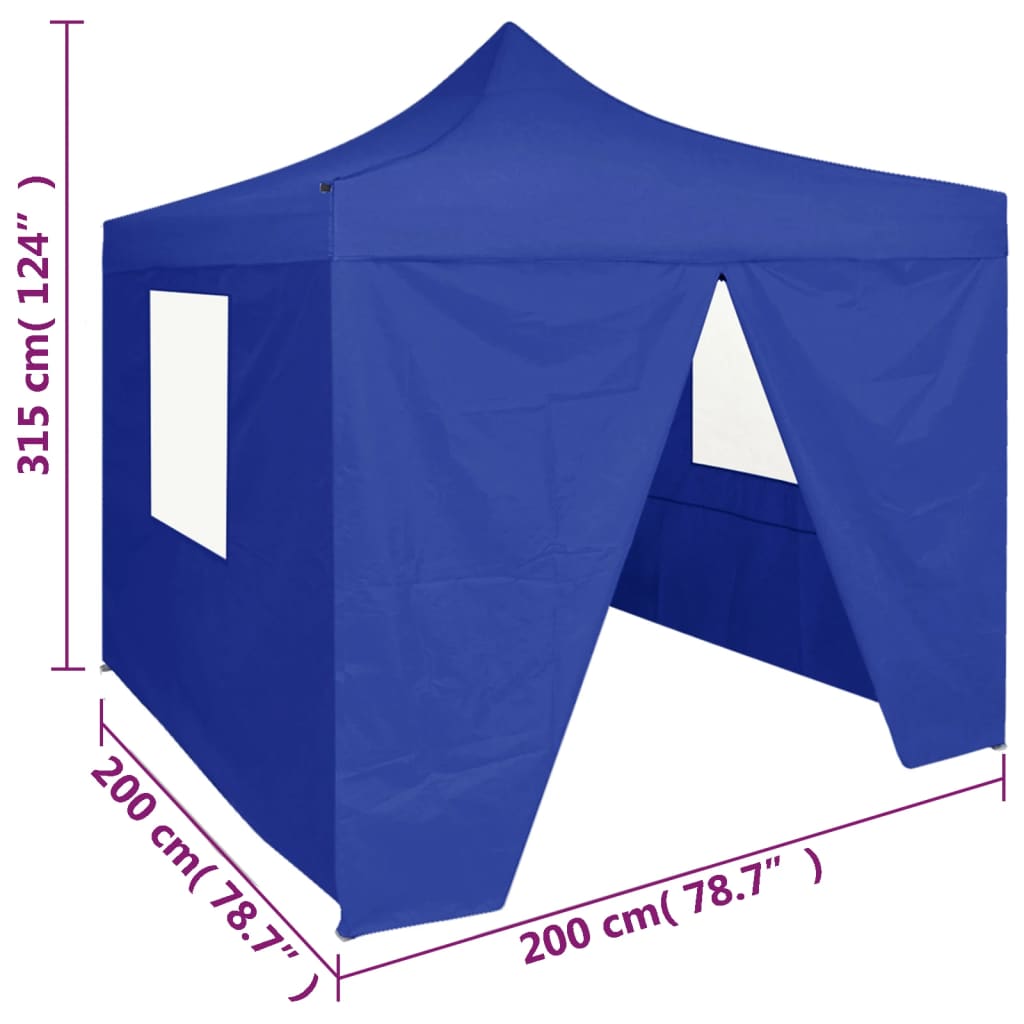 vidaXL Tente de réception pliable avec 4 parois 2x2 m Acier Bleu
