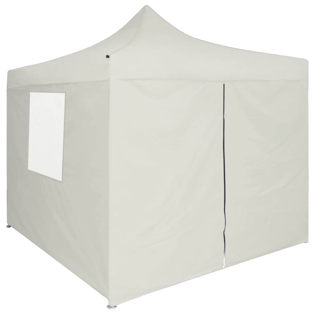vidaXL Tente de réception pliable avec 4 parois 2x2 m Acier Crème