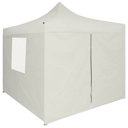 vidaXL Tente de réception pliable avec 4 parois 2x2 m Acier Crème
