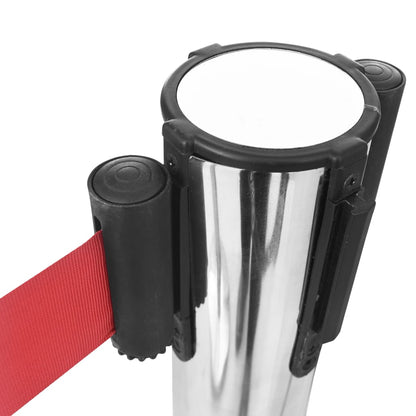 vidaXL Colonne avec bande de barrière d'aéroport Inox Argenté