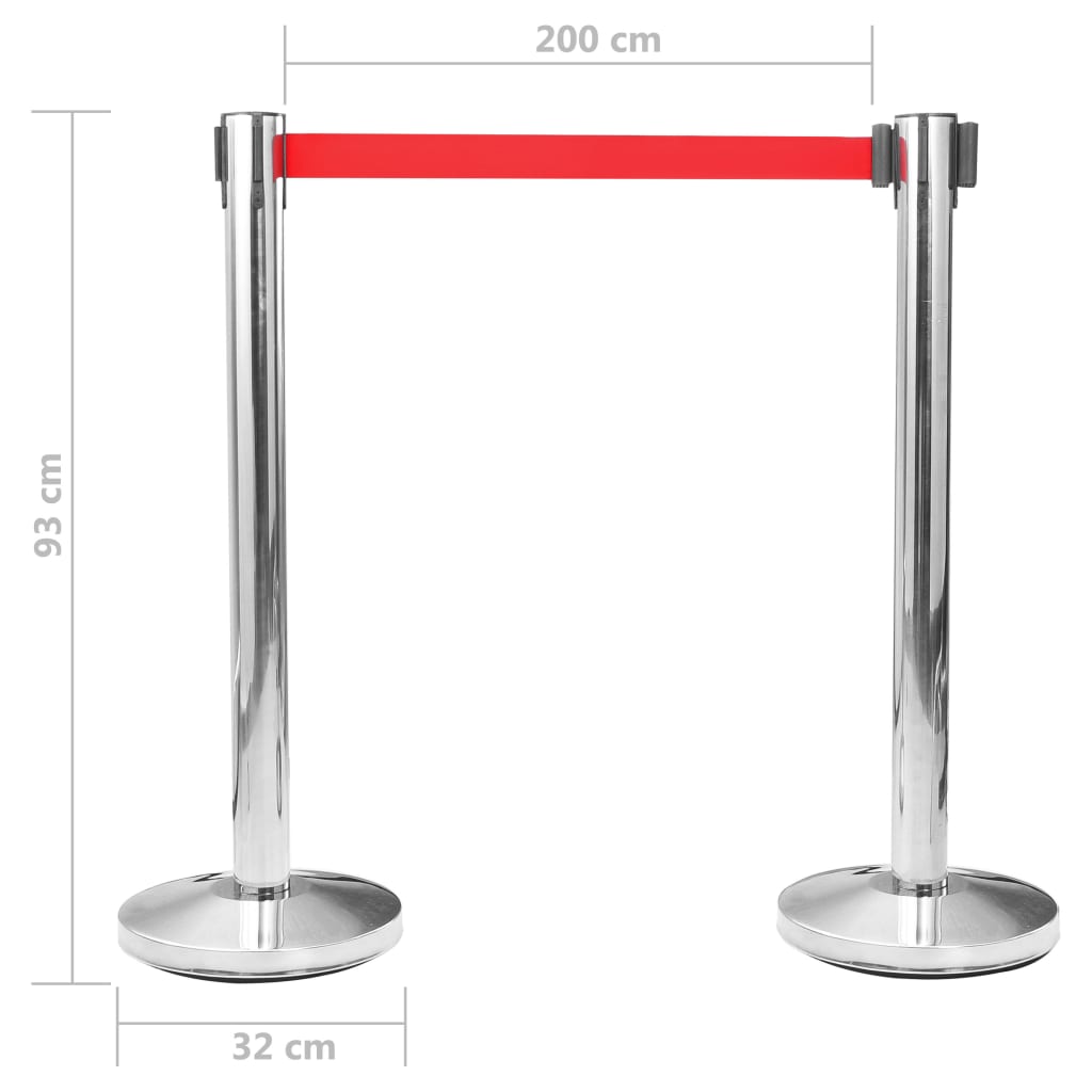 vidaXL Colonne avec bande de barrière d'aéroport Inox Argenté