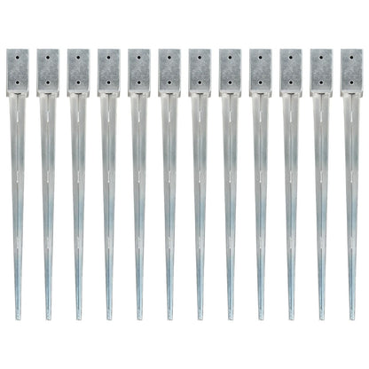 vidaXL Piquets au sol 12 pcs Argenté 7x7x90 cm Acier galvanisé