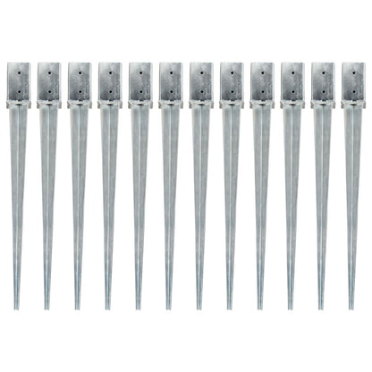 vidaXL Piquets au sol 12 pcs Argenté 8x8x91 cm Acier galvanisé