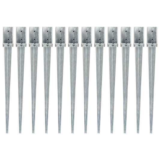 vidaXL Piquets au sol 12 pcs Argenté 8x8x91 cm Acier galvanisé