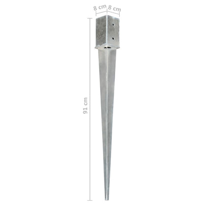 vidaXL Piquets au sol 12 pcs Argenté 8x8x91 cm Acier galvanisé