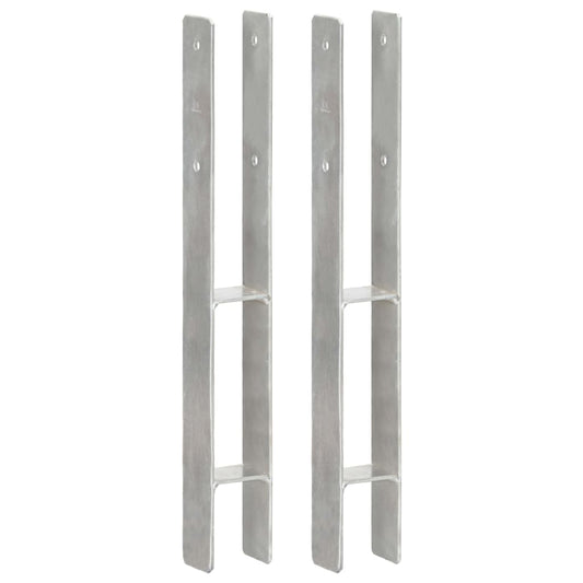 vidaXL Piquets de clôture 2 pcs Argenté 7x6x60 cm Acier galvanisé