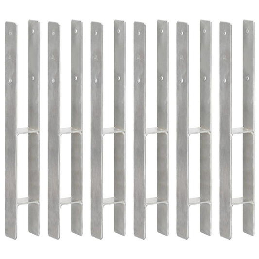 vidaXL Piquets de clôture 6 pcs Argenté 7x6x60 cm Acier galvanisé