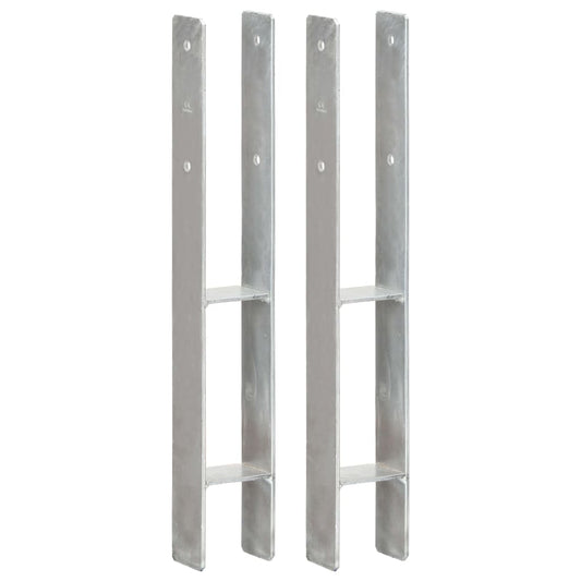 vidaXL Piquets de clôture 2 pcs Argenté 8x6x60 cm Acier galvanisé