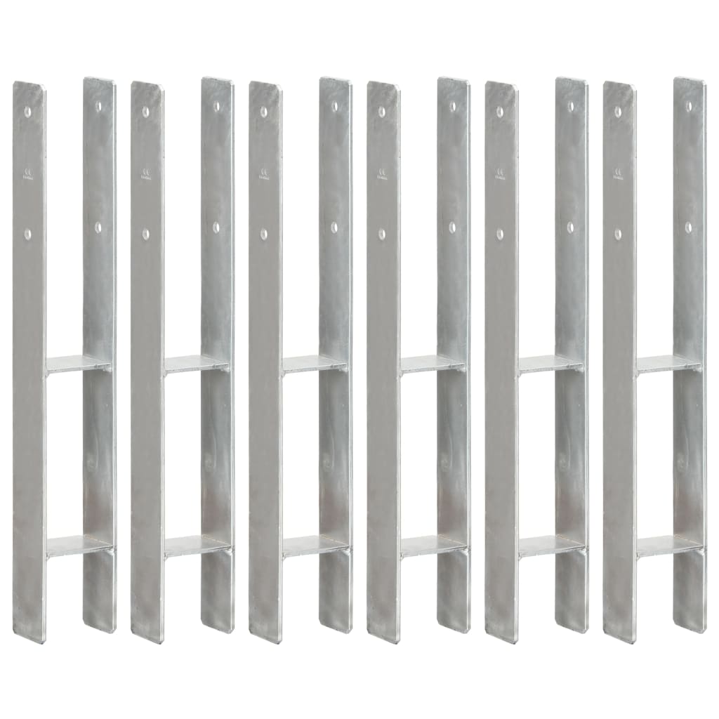 vidaXL Piquets de clôture 6 pcs Argenté 8x6x60 cm Acier galvanisé