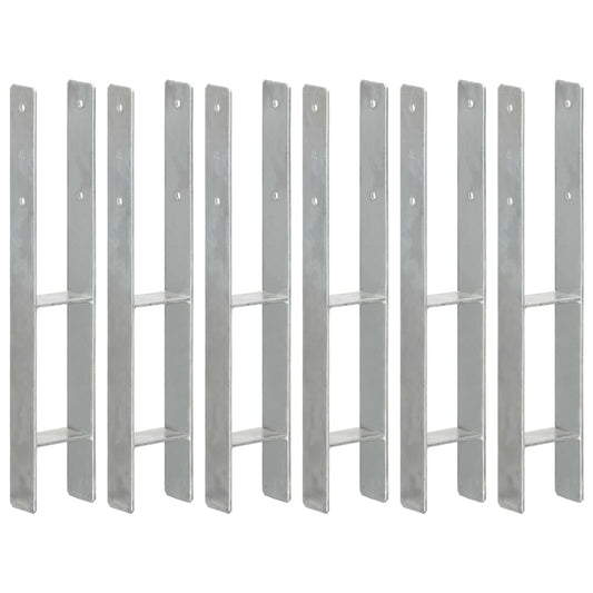 vidaXL Piquets de clôture 6 pcs Argenté 9x6x60 cm Acier galvanisé
