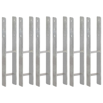 vidaXL Piquets de clôture 6 pcs Argenté 10x6x60 cm Acier galvanisé