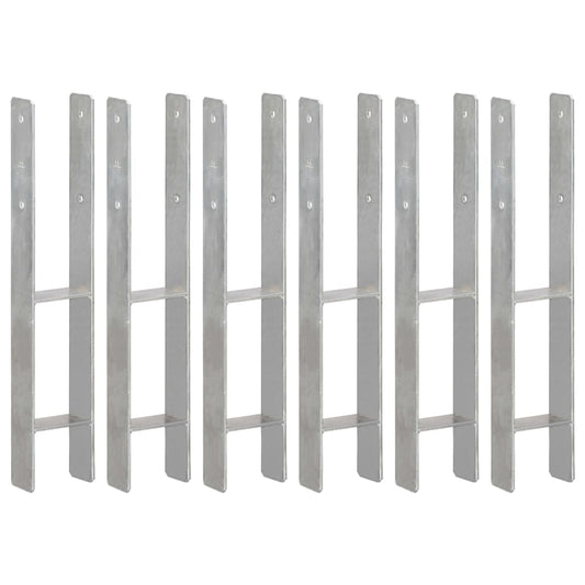 vidaXL Piquets de clôture 6 pcs Argenté 10x6x60 cm Acier galvanisé