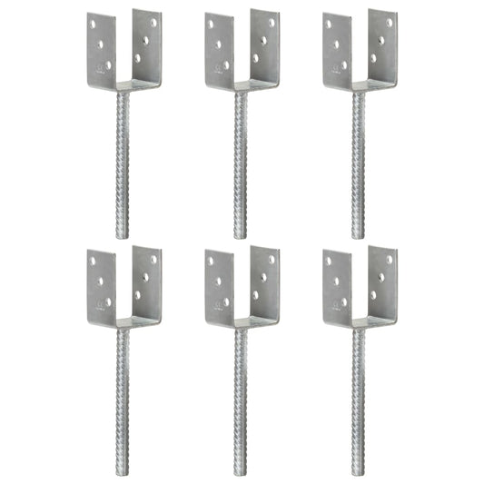 vidaXL Piquets de clôture 6 pcs Argenté 7x6x30 cm Acier galvanisé