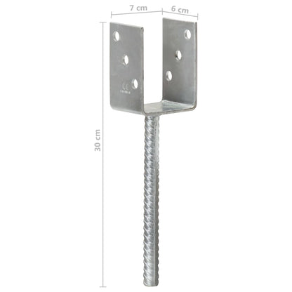 vidaXL Piquets de clôture 6 pcs Argenté 7x6x30 cm Acier galvanisé