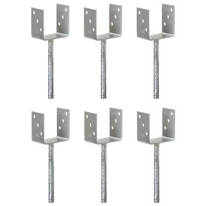 vidaXL Piquets de clôture 6 pcs Argenté 10x6x30 cm Acier galvanisé
