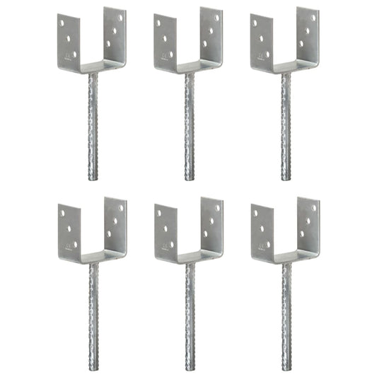 vidaXL Piquets de clôture 6 pcs Argenté 10x6x30 cm Acier galvanisé