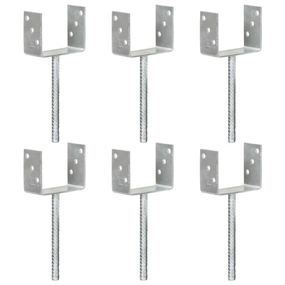 vidaXL Piquets de clôture 6 pcs Argenté 12x6x30 cm Acier galvanisé