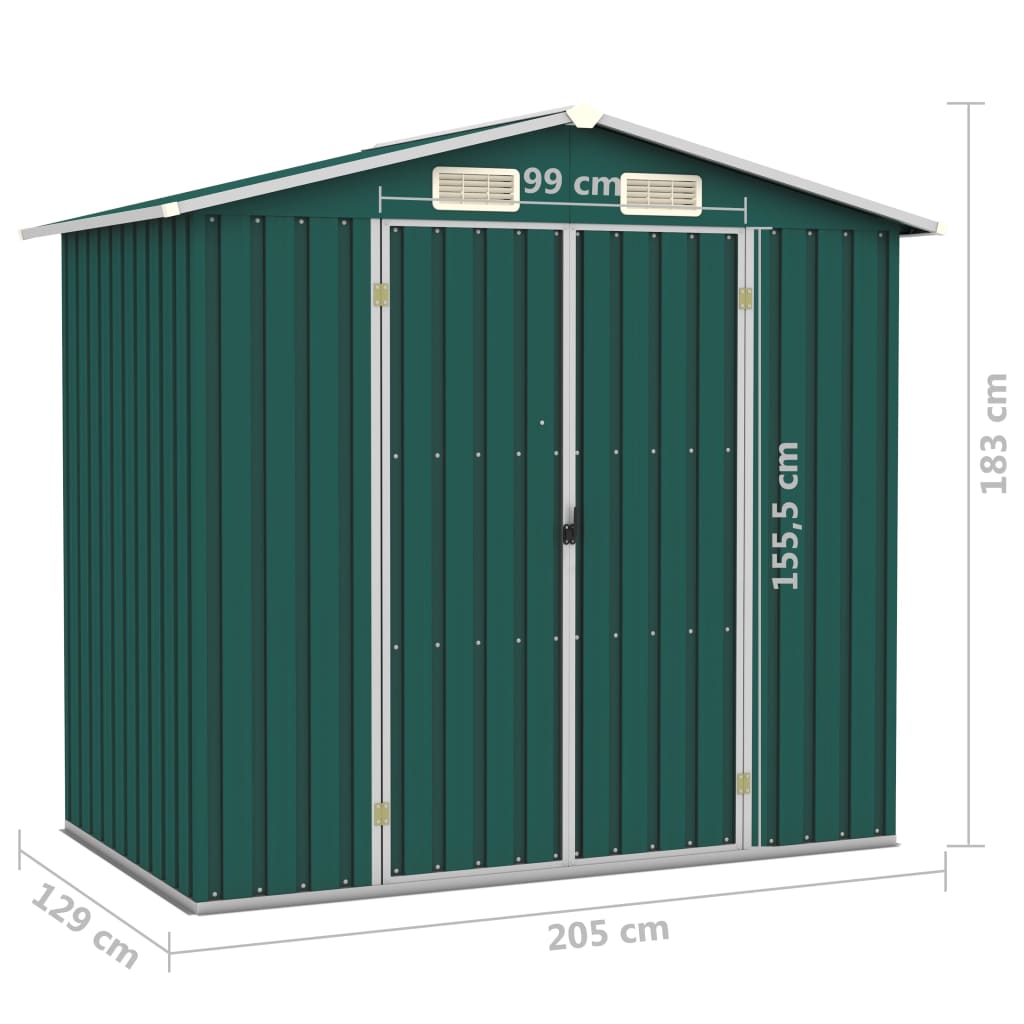 vidaXL Abri de jardin Vert 205x129x183 cm Acier galvanisé