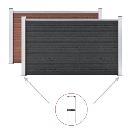 vidaXL Piquets de clôture de sol 2 pcs pour clôture en WPC Acier 40 cm