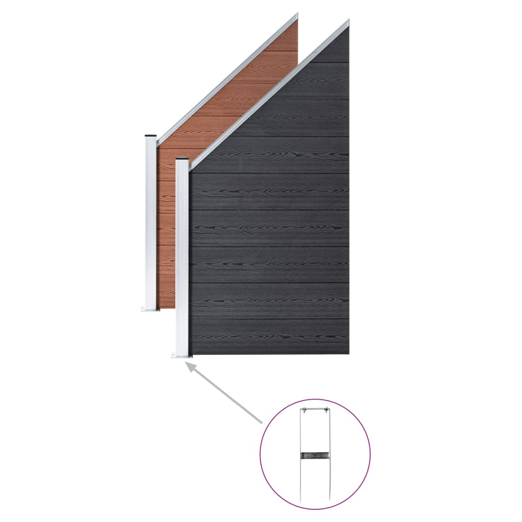 vidaXL Piquets de clôture de sol 2 pcs pour clôture en WPC Acier 40 cm