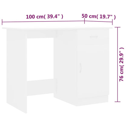 vidaXL Bureau Blanc 100x50x76 cm Bois d'ingénierie