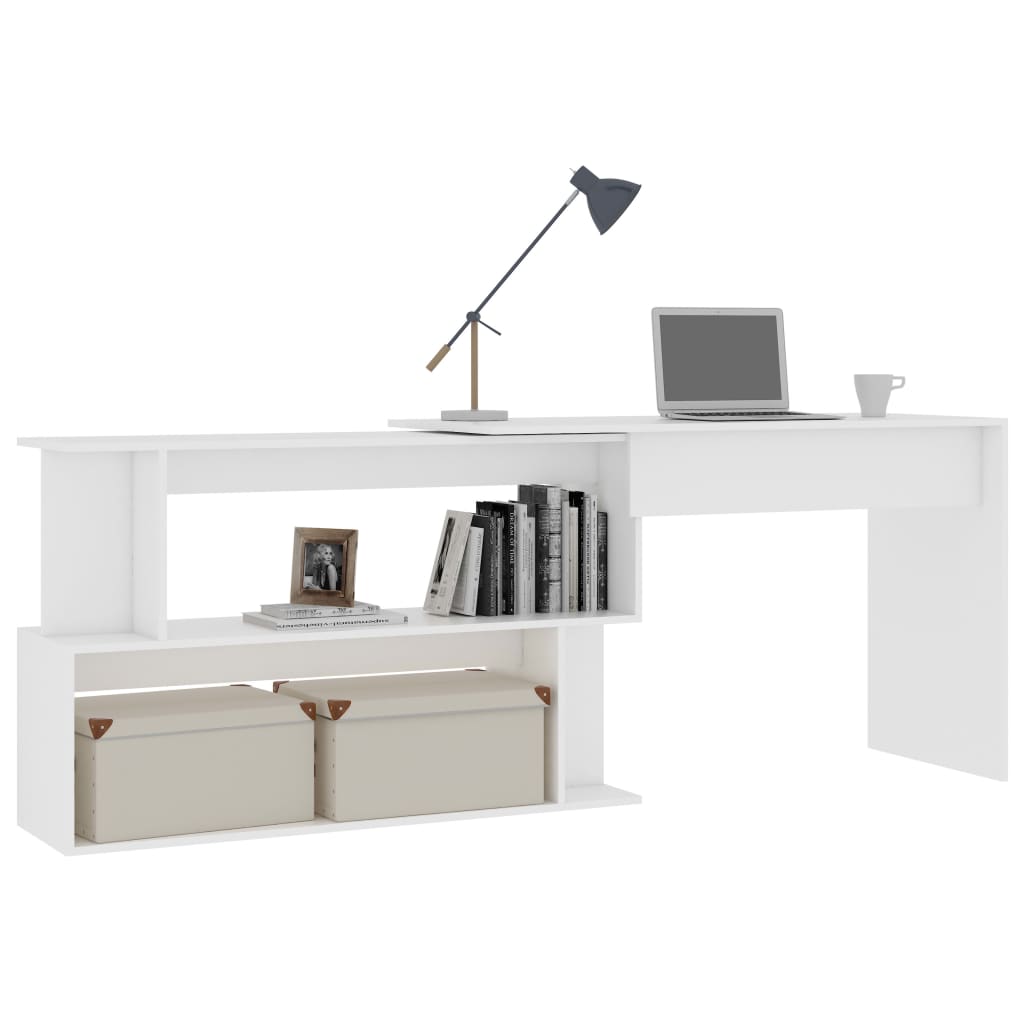 vidaXL Bureau d'angle Blanc 200x50x76 cm Aggloméré