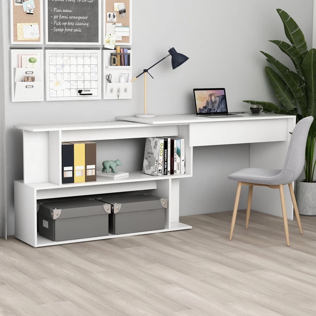 vidaXL Bureau d'angle Blanc 200x50x76 cm Aggloméré